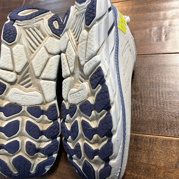 Women’s HOKA One One Clifton 7 Running Shoes Gray, Blue, Lime - Picture 9 of 10